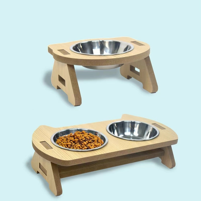 PawNook™ Wooden Double Pet Feeder