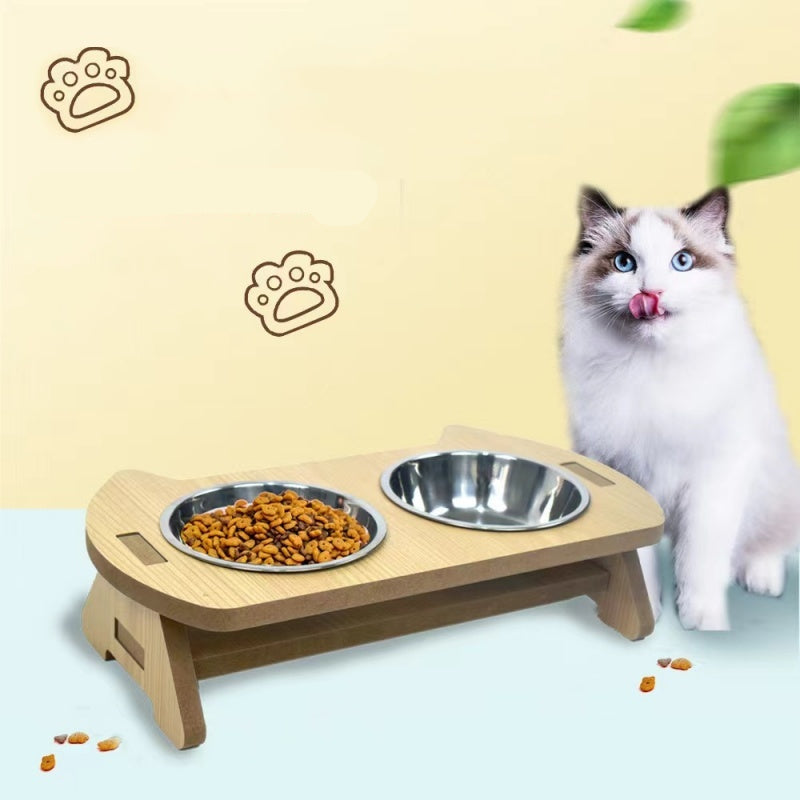 PawNook™ Wooden Double Pet Feeder